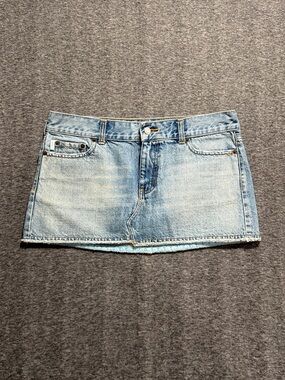 VTG Hollister Y2K Micro Mini Skirt Low Rise Light Wash Denim Size 9
